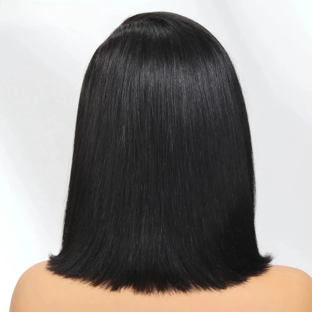Black Short Bob Straight Lace  - Pre Parted 13X4 Lace Front Bob Wig 评论和价格