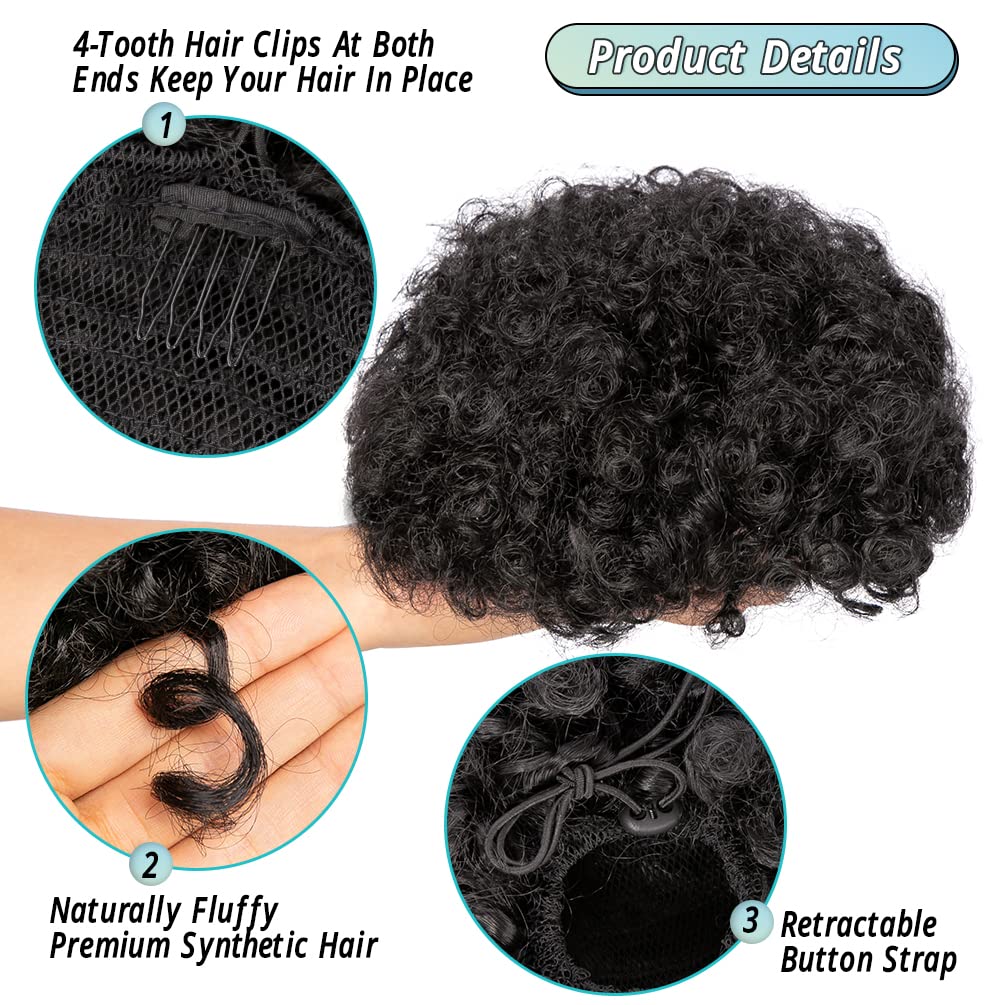 Afro Puff Drawstring Ponytail  - Drawstring Afro Curly Puff Ponytail 评论和价格
