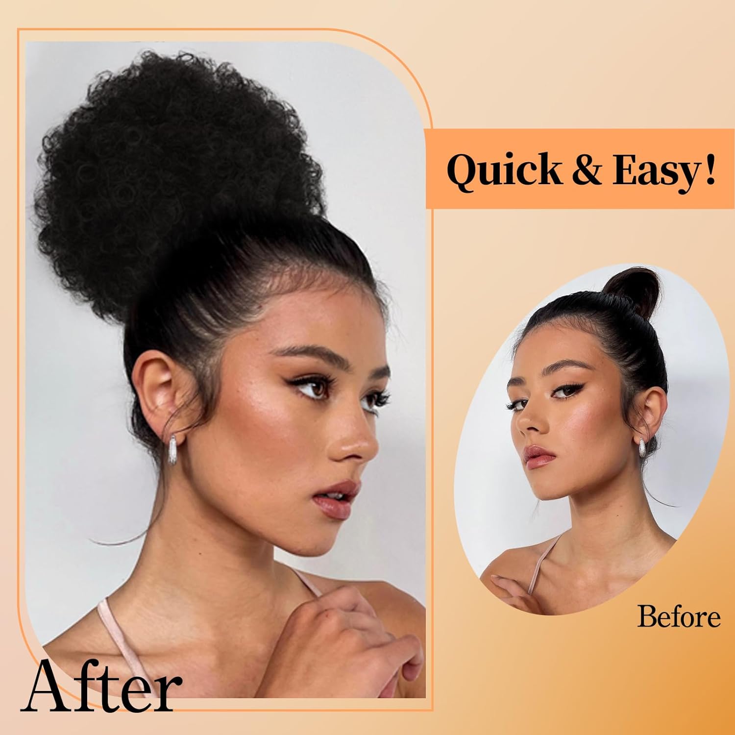 Afro Puff Drawstring Ponytail  - Drawstring Afro Curly Puff Ponytail 评论和价格