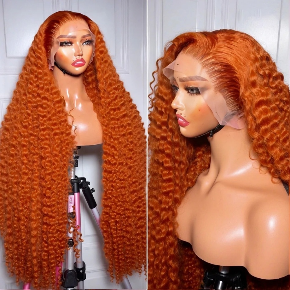 200% Density Ginger Orange Dee - Hd Lace Frontal Wig Human Hair Pre Plucked 评论和价格