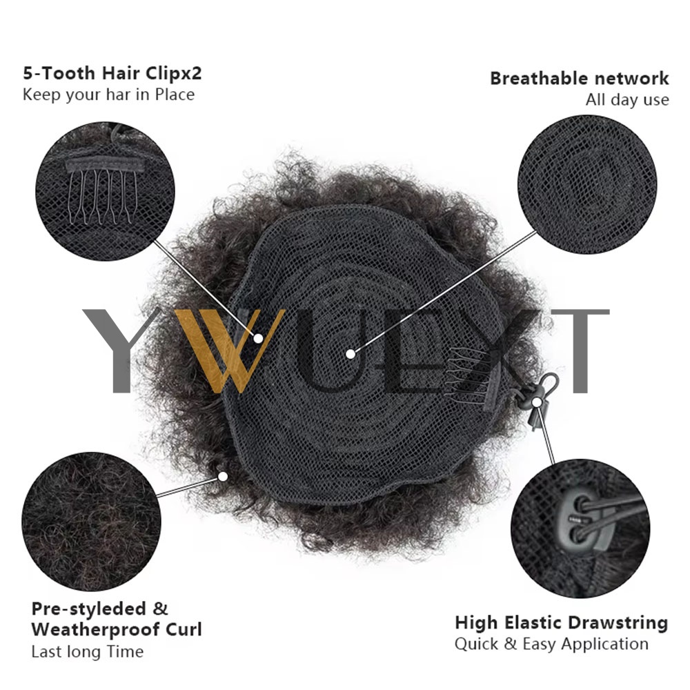 Afro Puff Drawstring Ponytail  - Drawstring Afro Curly Puff Ponytail 评论和价格