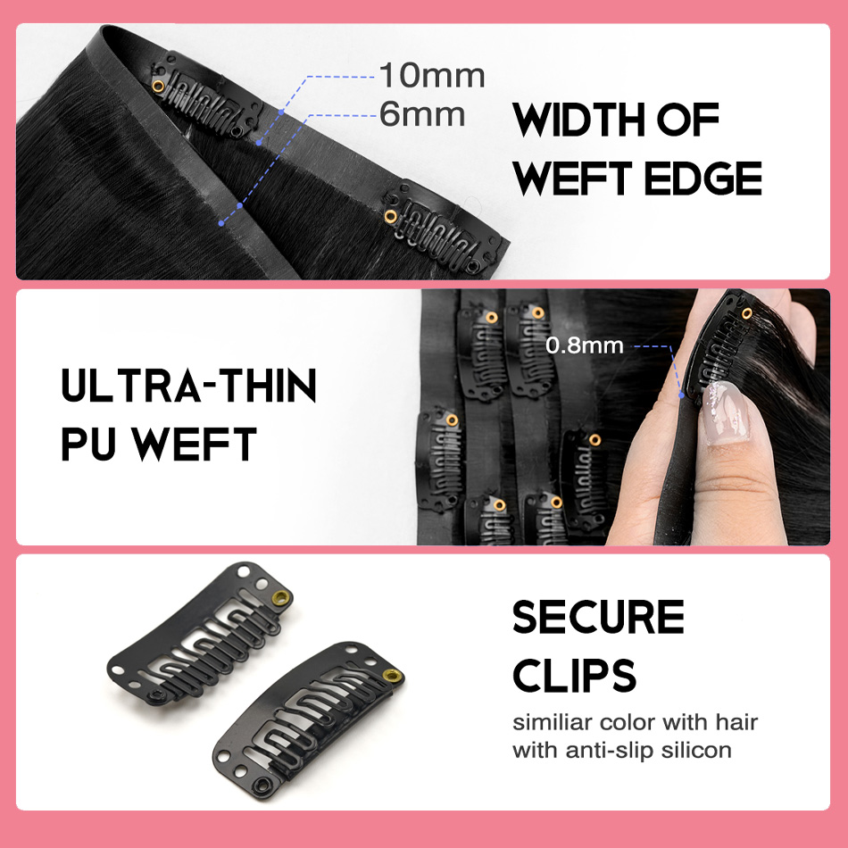 Seamless Clip in Hair Extensio - Seamless Clip In Hair Extensions Human Hair 评论和价格