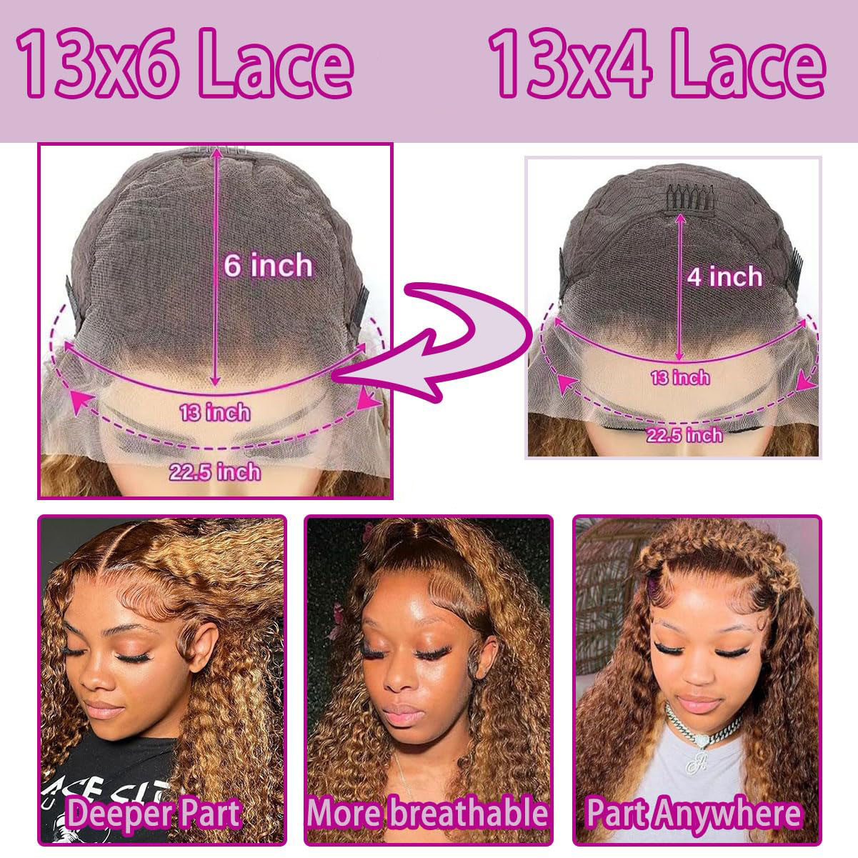 36 Inch Deep Wave P4/27 Highli - Lace Front Wigs 评论和价格