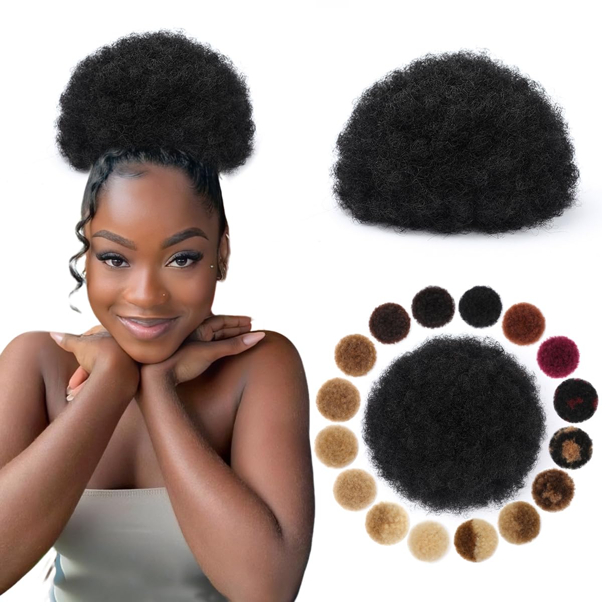 Afro Puff Synthetic Drawstring - Drawstring Afro Curly Puff Ponytail 评论和价格