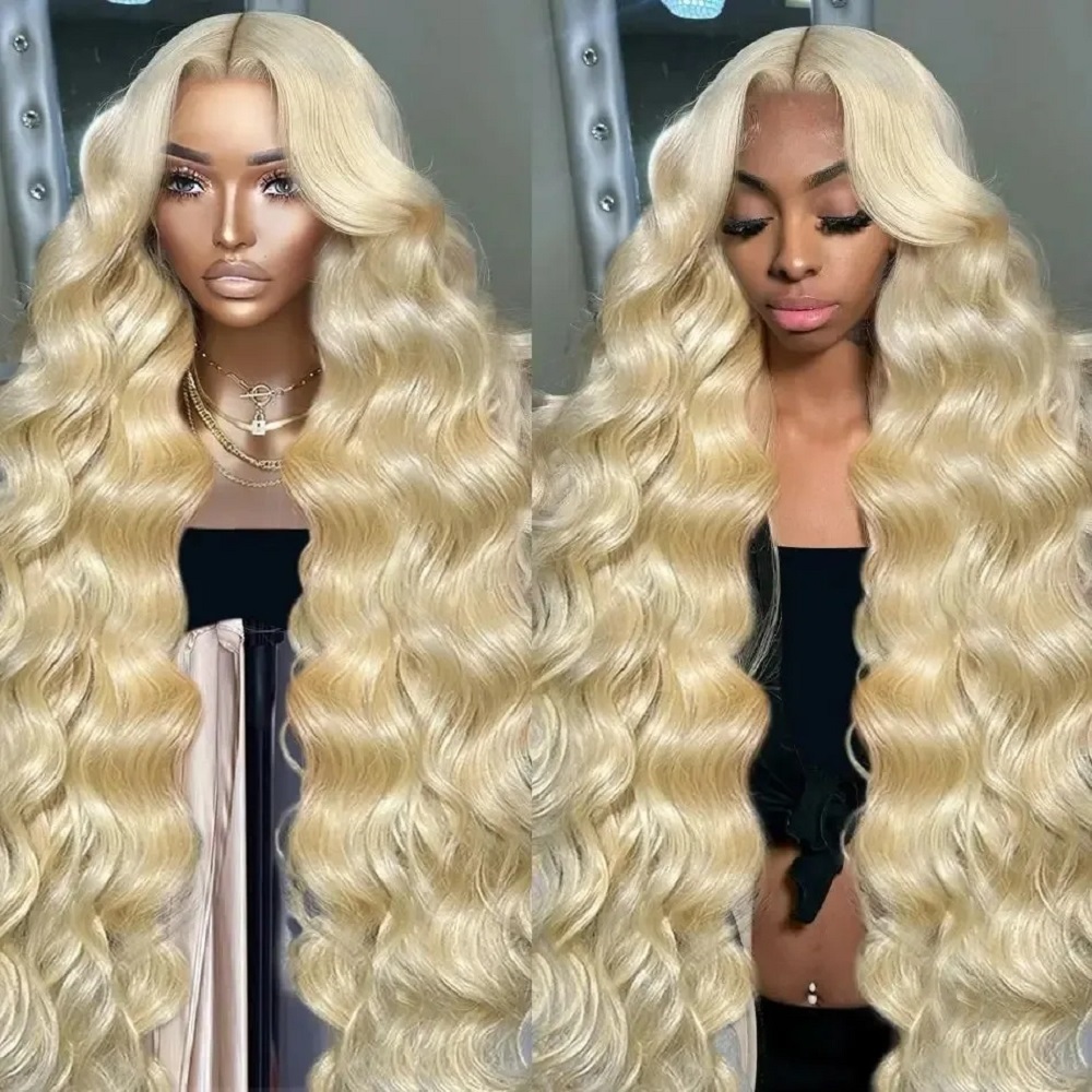 46 Inch HD Blonde 13x4 Lace Fr - 613 Blonde Body Wave Lace Front Wig 评论和价格