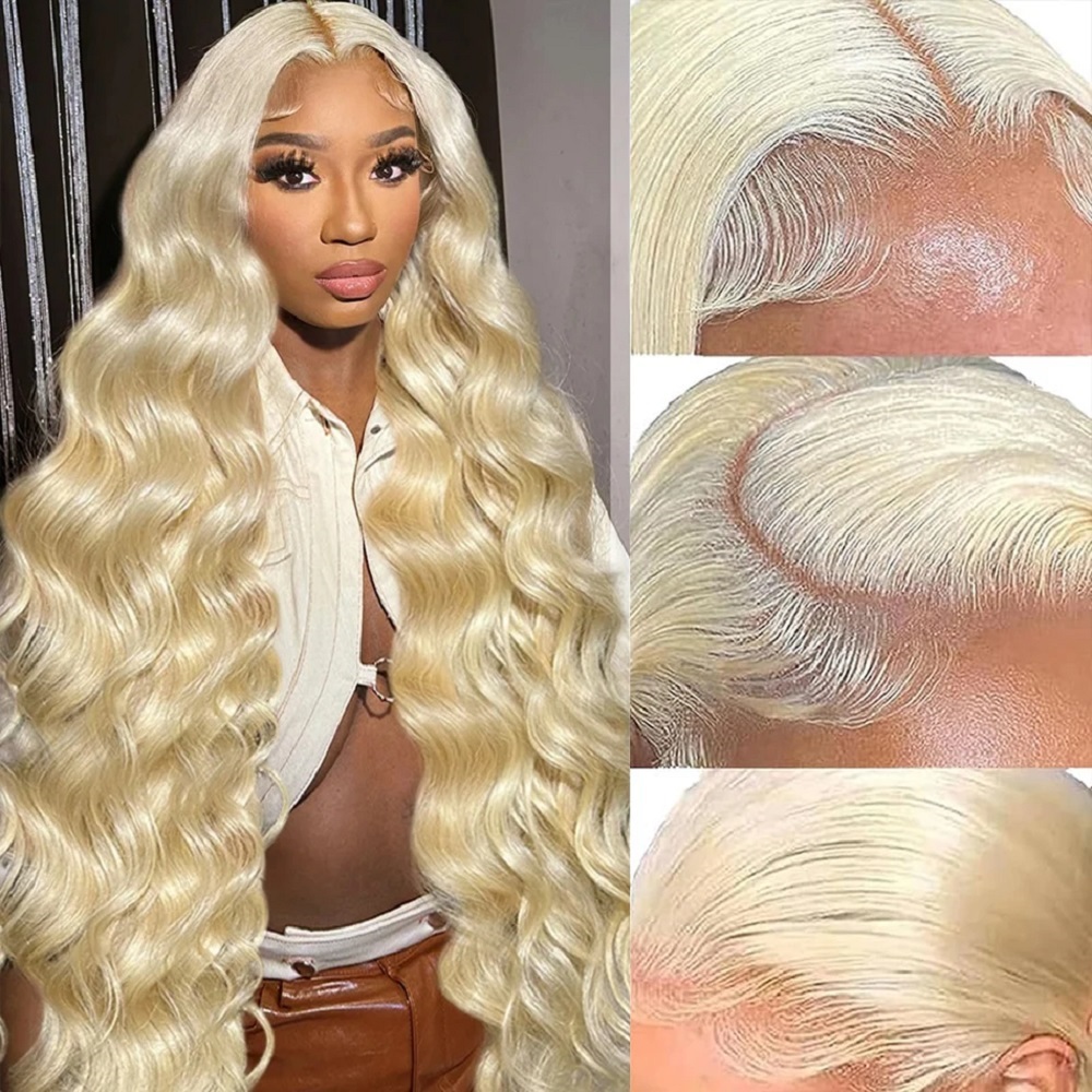 46 Inch HD Blonde 13x4 Lace Fr - 613 Blonde Body Wave Lace Front Wig 评论和价格