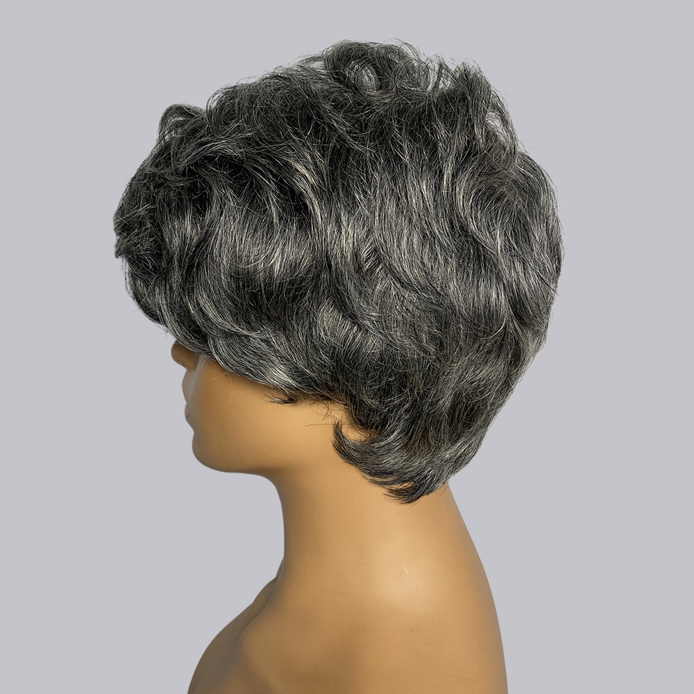 Pixie Cut Human Hair Wigs Gray - Short Pixie Cut Wig Human Hair Cheap 评论和价格