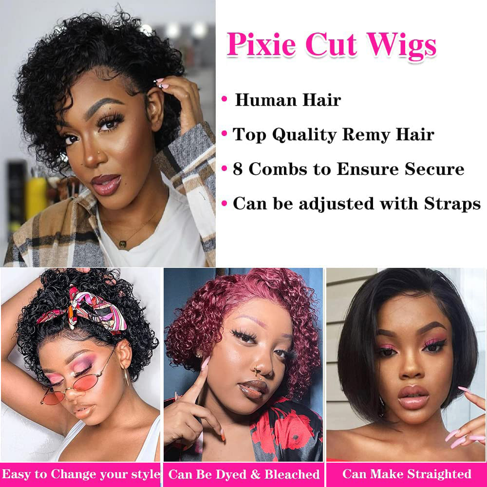 Pixie Cut Wigs 13x4 Pixie Curl - Short Pixie Cut Wig Human Hair Cheap 评论和价格