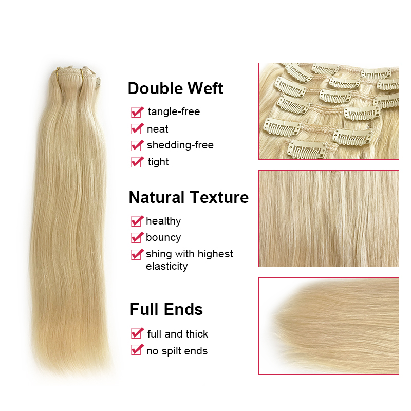 Ali Queen 7Pcs Clip in Hair Ex - Seamless Clip In Hair Extensions Human Hair 评论和价格