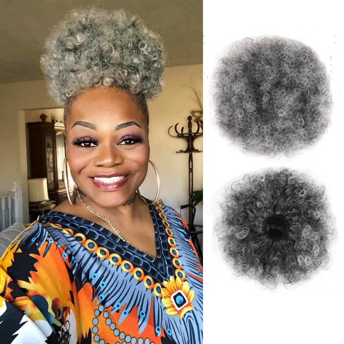 Afro Puff Drawstring Ponytail, - Drawstring Afro Curly Puff Ponytail 评论和价格