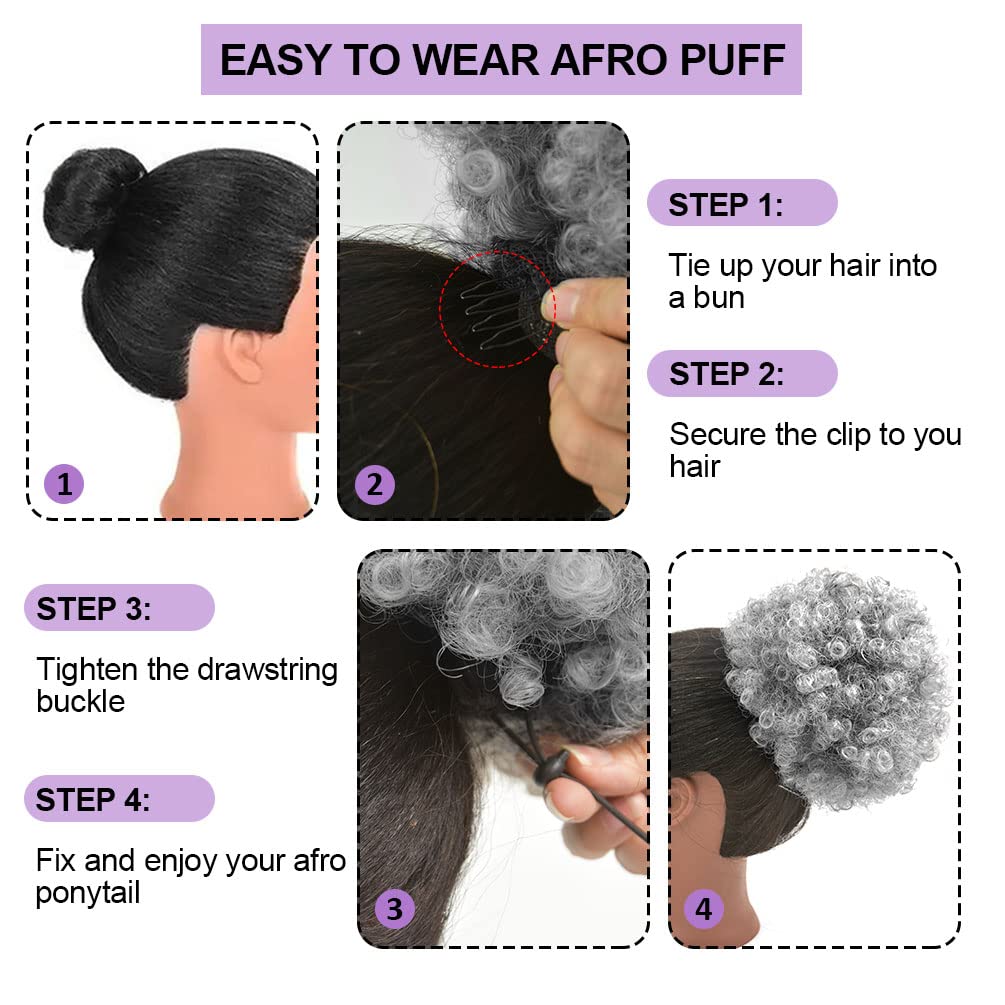 Afro Puff Drawstring Ponytail, - Drawstring Afro Curly Puff Ponytail 评论和价格
