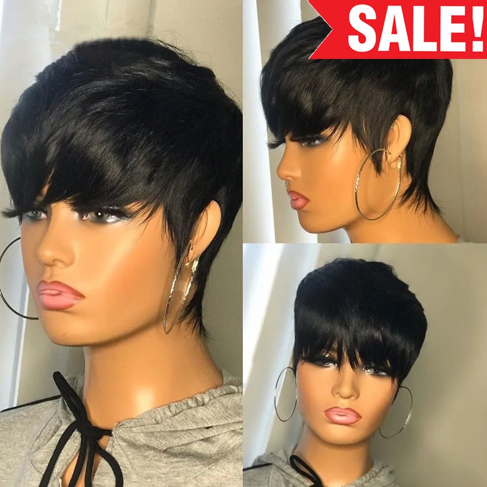 Short Human Hair Wigs Pixie Cu - Short Pixie Cut Wig Human Hair Cheap 评论和价格