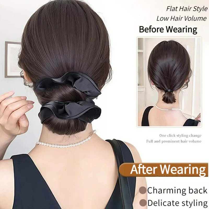New Synthetic Satin Hair Tie C - Claw Clip Messy Bun Hair Piece 评论和价格