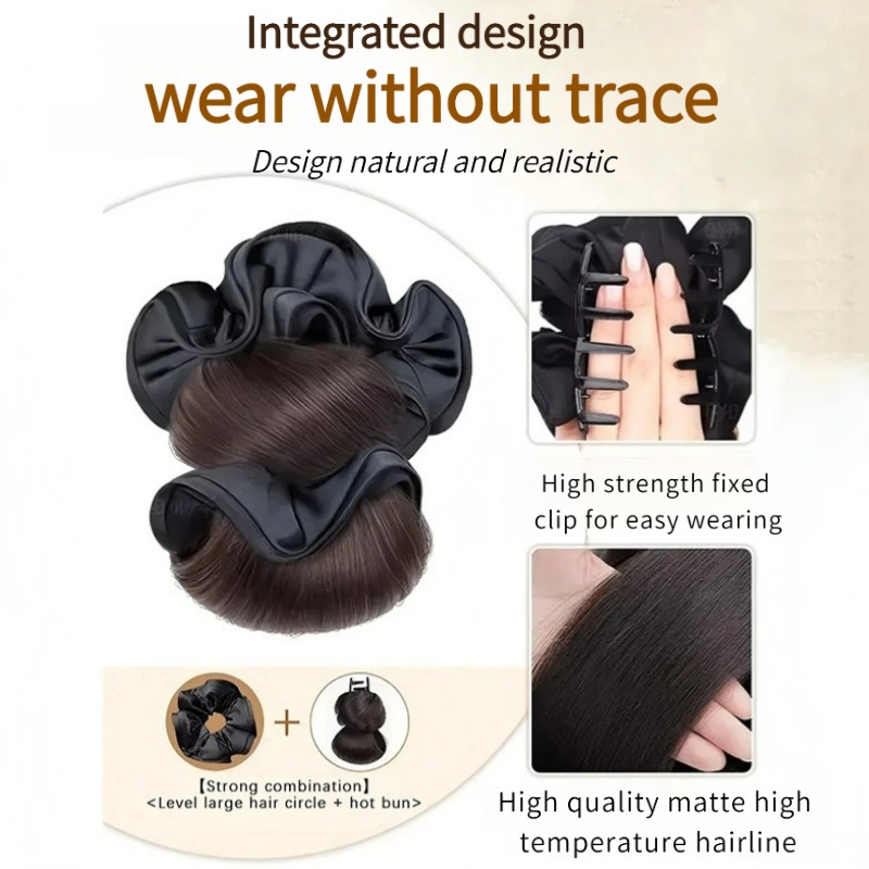 New Synthetic Satin Hair Tie C - Claw Clip Messy Bun Hair Piece 评论和价格