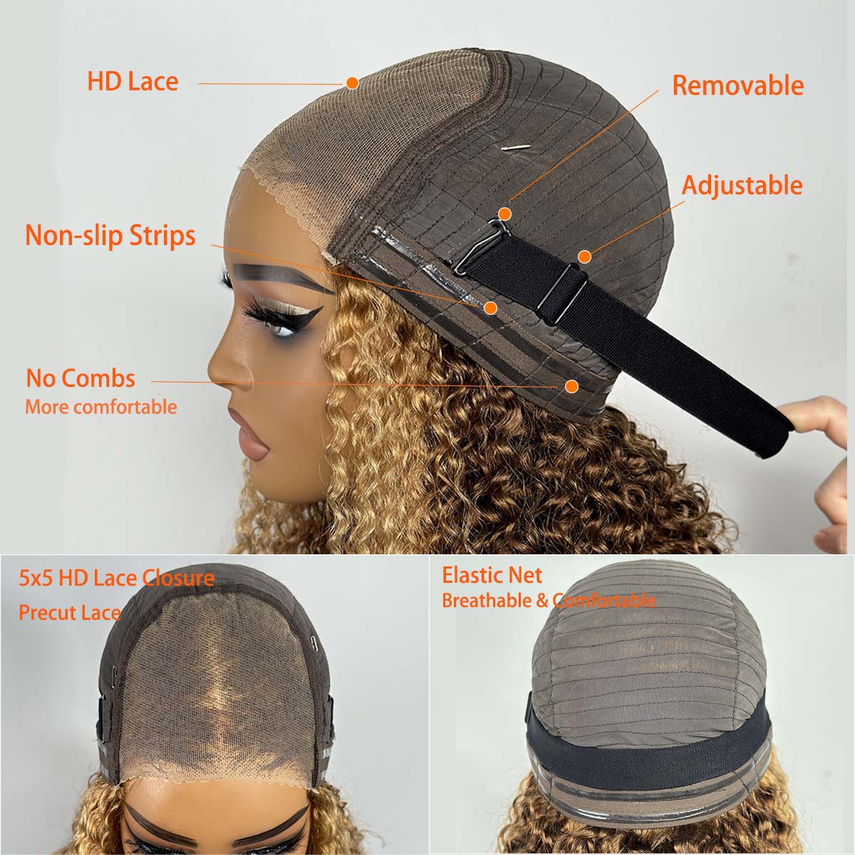 Wear & Go Wig P427 Honey Blond - Glueless Wear And Go Human Hair Wig 评论和价格