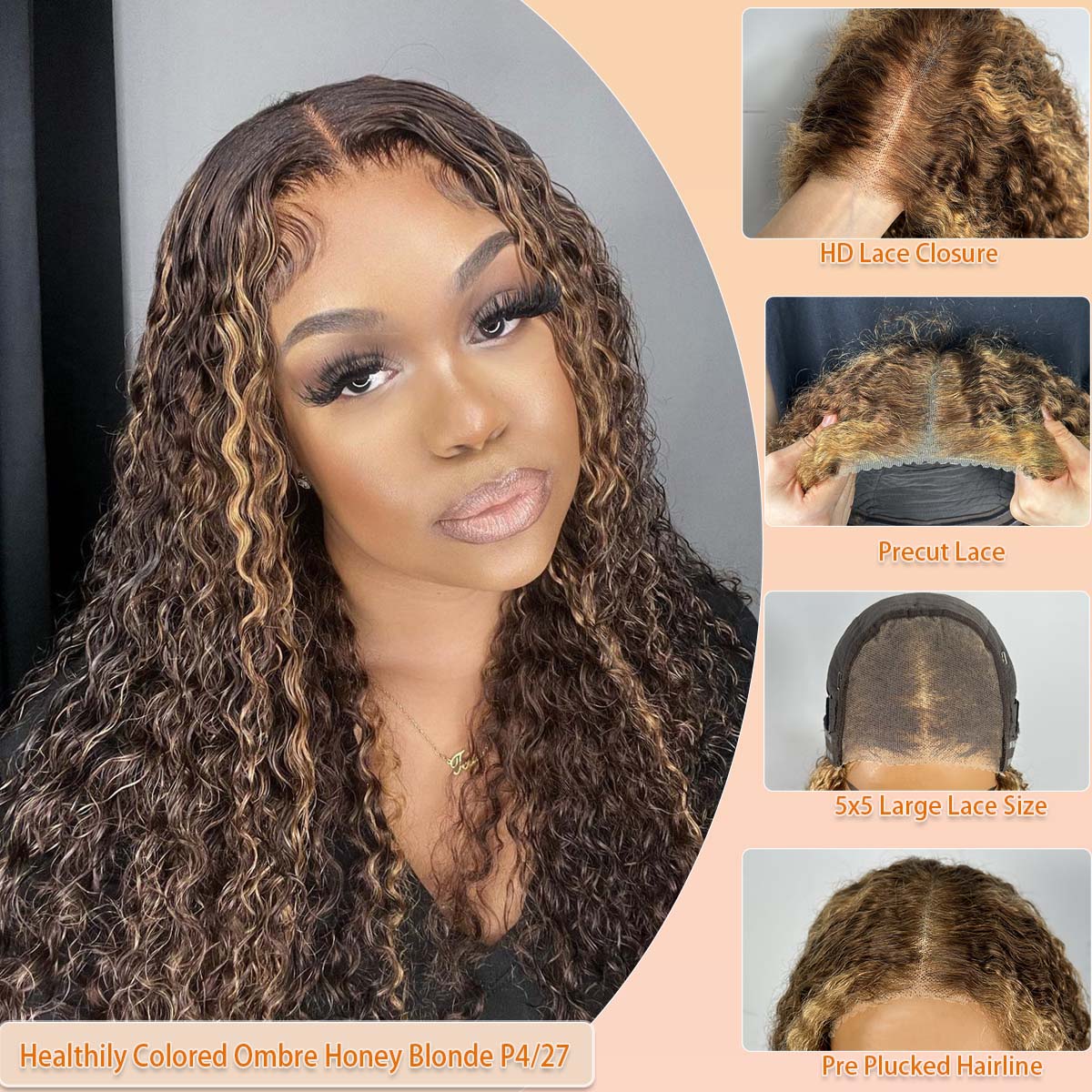 Wear & Go Wig P427 Honey Blond - Glueless Wear And Go Human Hair Wig 评论和价格