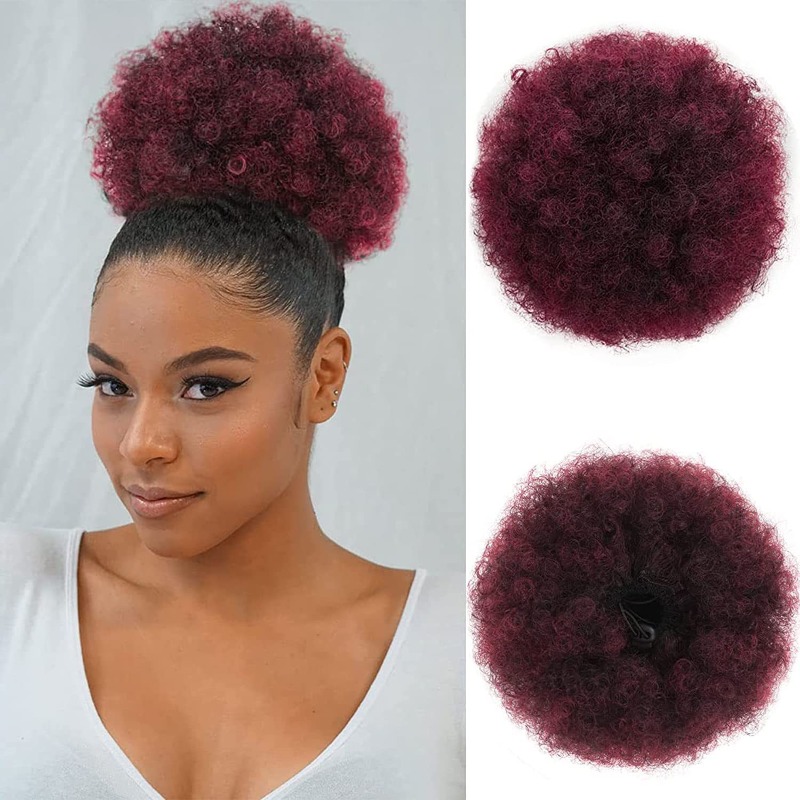Drawstring Afro Puff Bun | 8 I - Drawstring Afro Curly Puff Ponytail 评论和价格