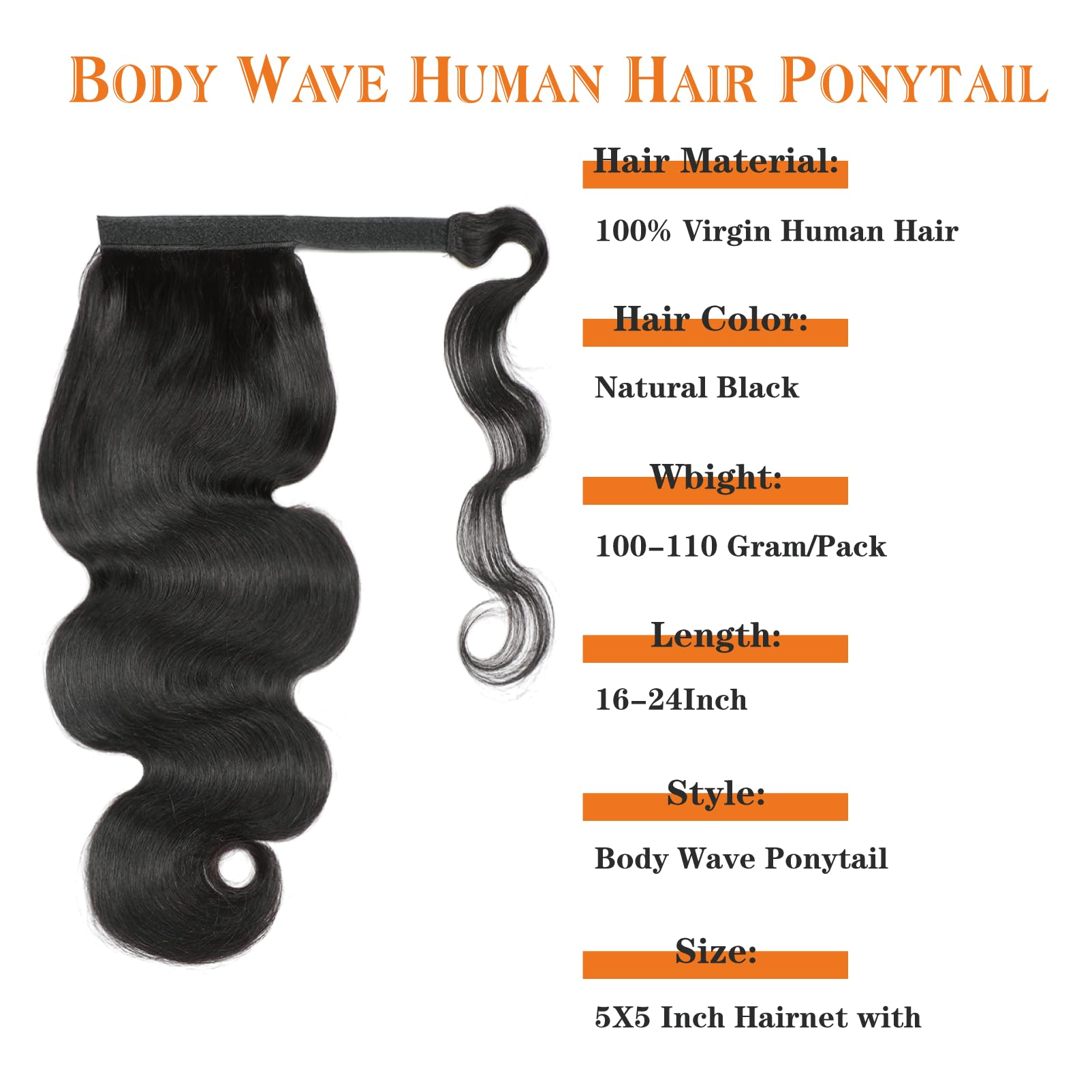Body Wave Ponytaill Extensions - Seamless Clip In Hair Extensions Human Hair 评论和价格