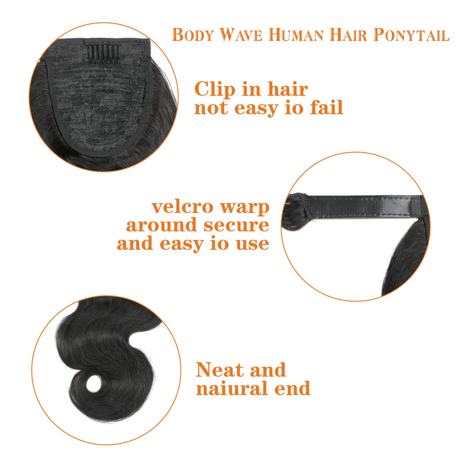 Body Wave Ponytaill Extensions - Seamless Clip In Hair Extensions Human Hair 评论和价格