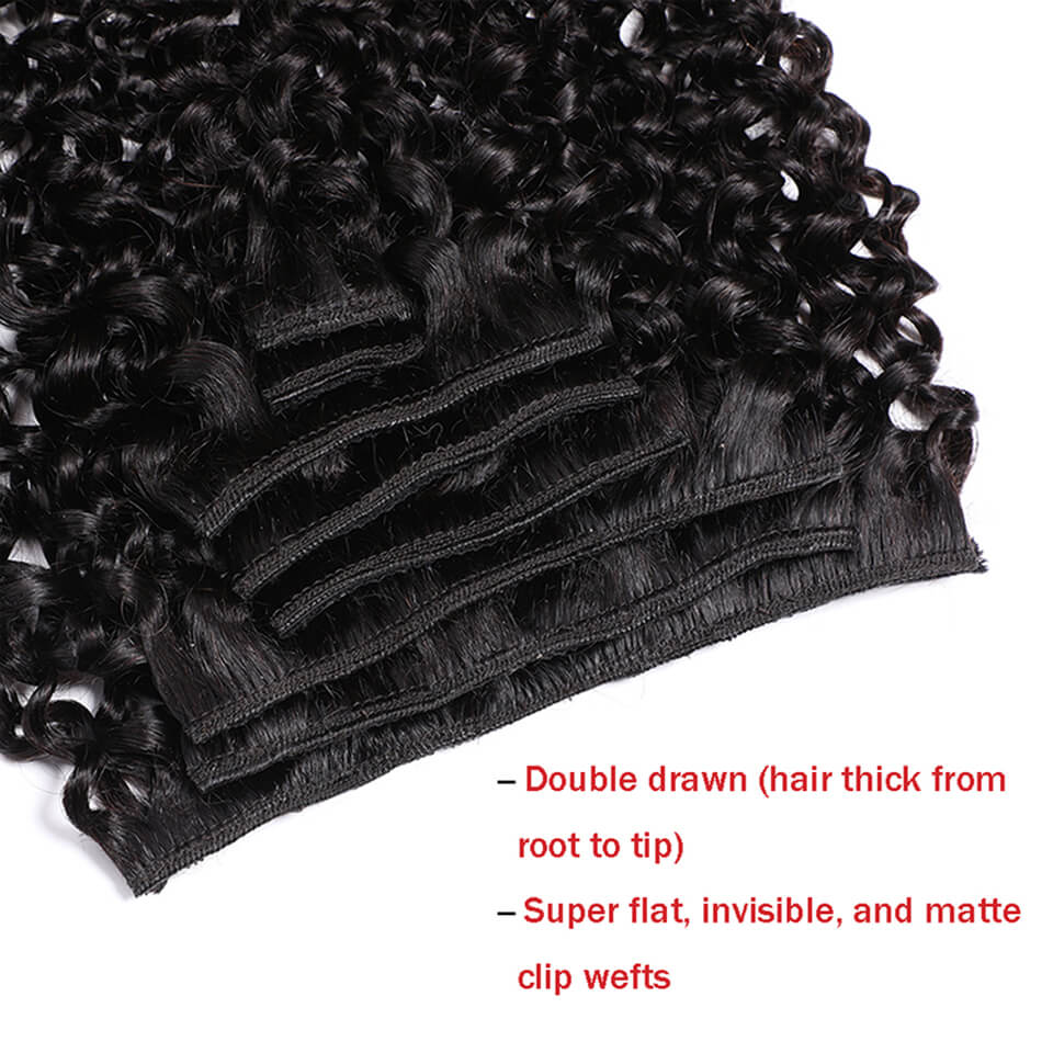 Kinky Curly Clip In Human Hair - Seamless Clip In Hair Extensions Human Hair 评论和价格