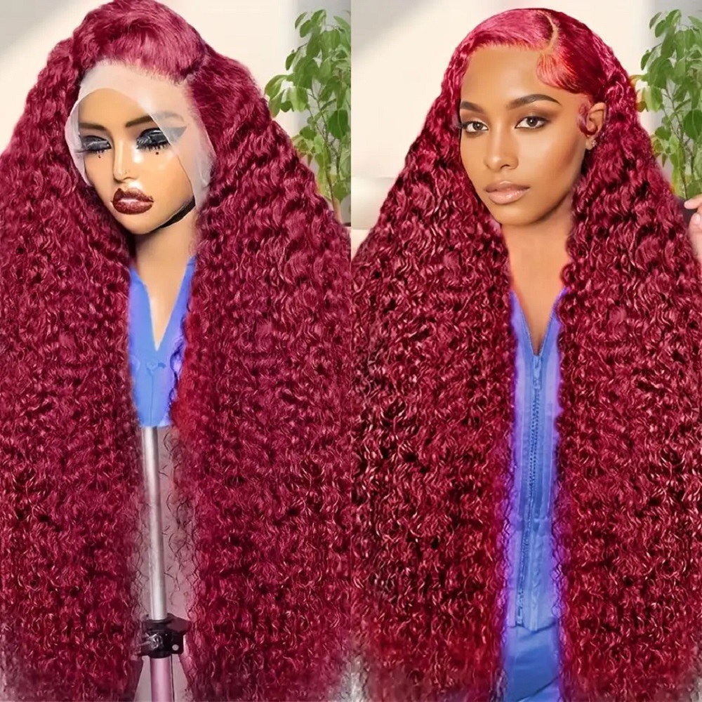 200 Density Burgundy Deep Wave - Human Hair Wigs 评论和价格