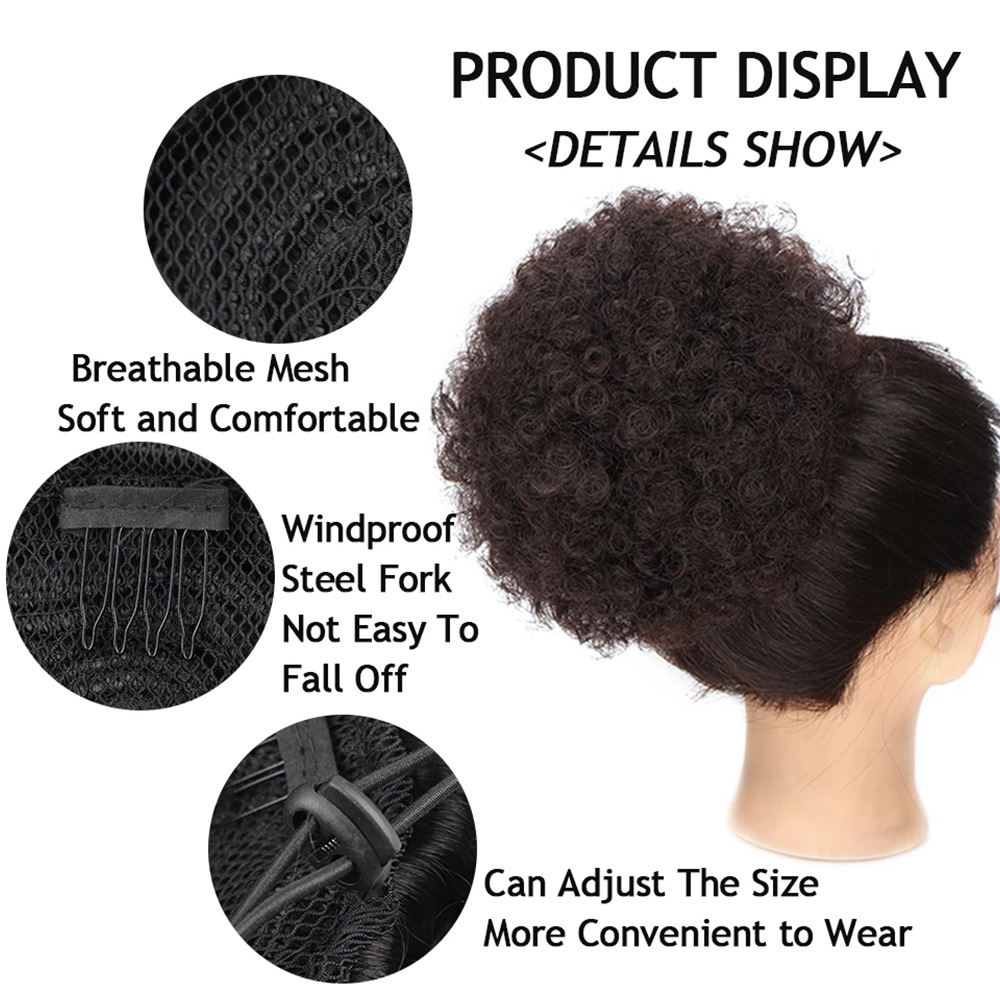 Synthetic 10Inch Big Afro Puff - Drawstring Afro Curly Puff Ponytail 评论和价格