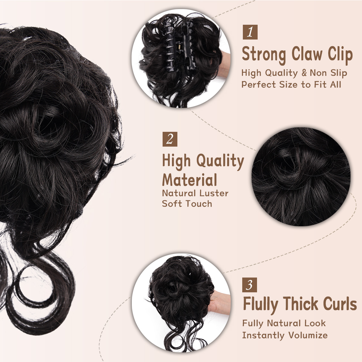 Messy Bun Hair Piece Claw Clip - Claw Clip Messy Bun Hair Piece 评论和价格