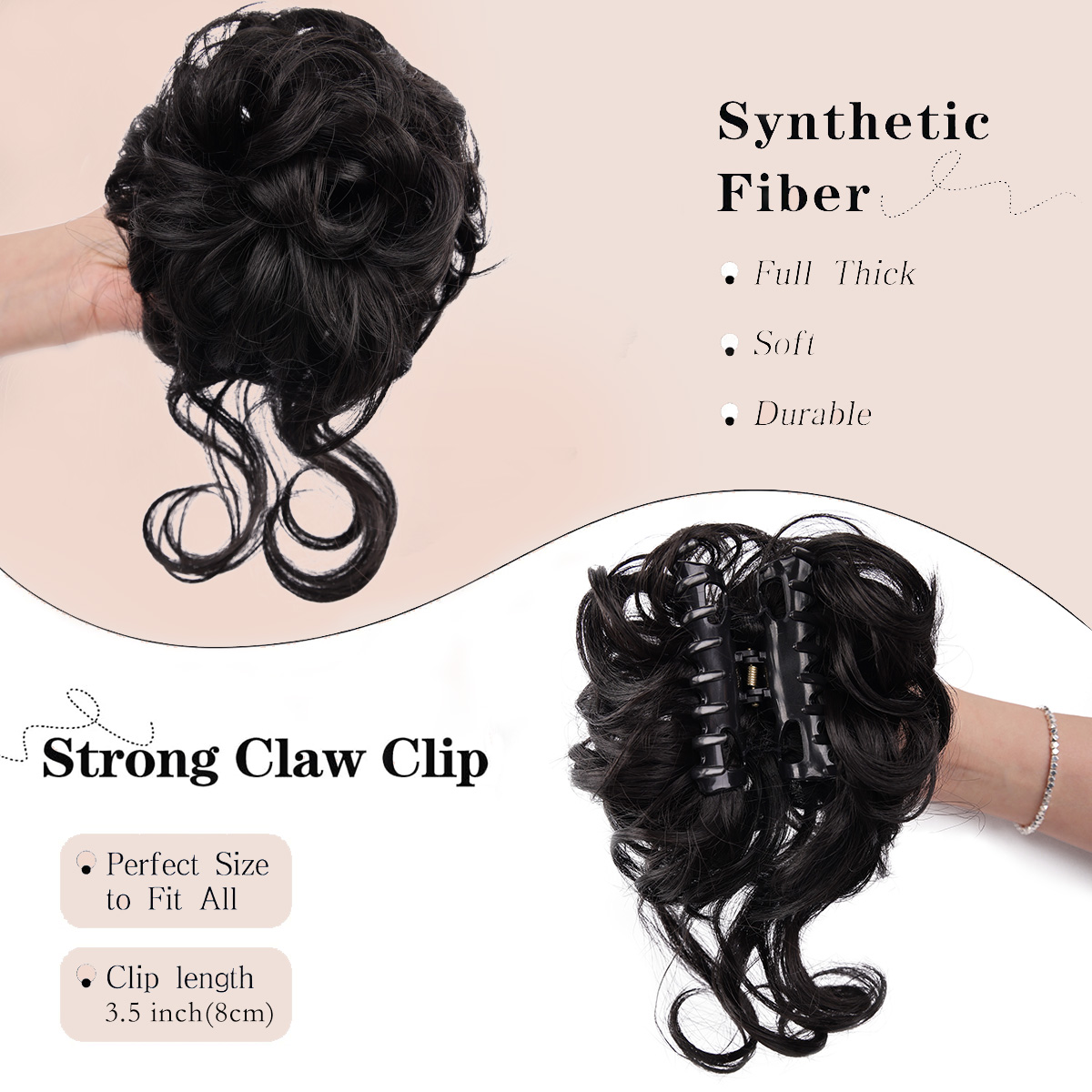 Messy Bun Hair Piece Claw Clip - Claw Clip Messy Bun Hair Piece 评论和价格