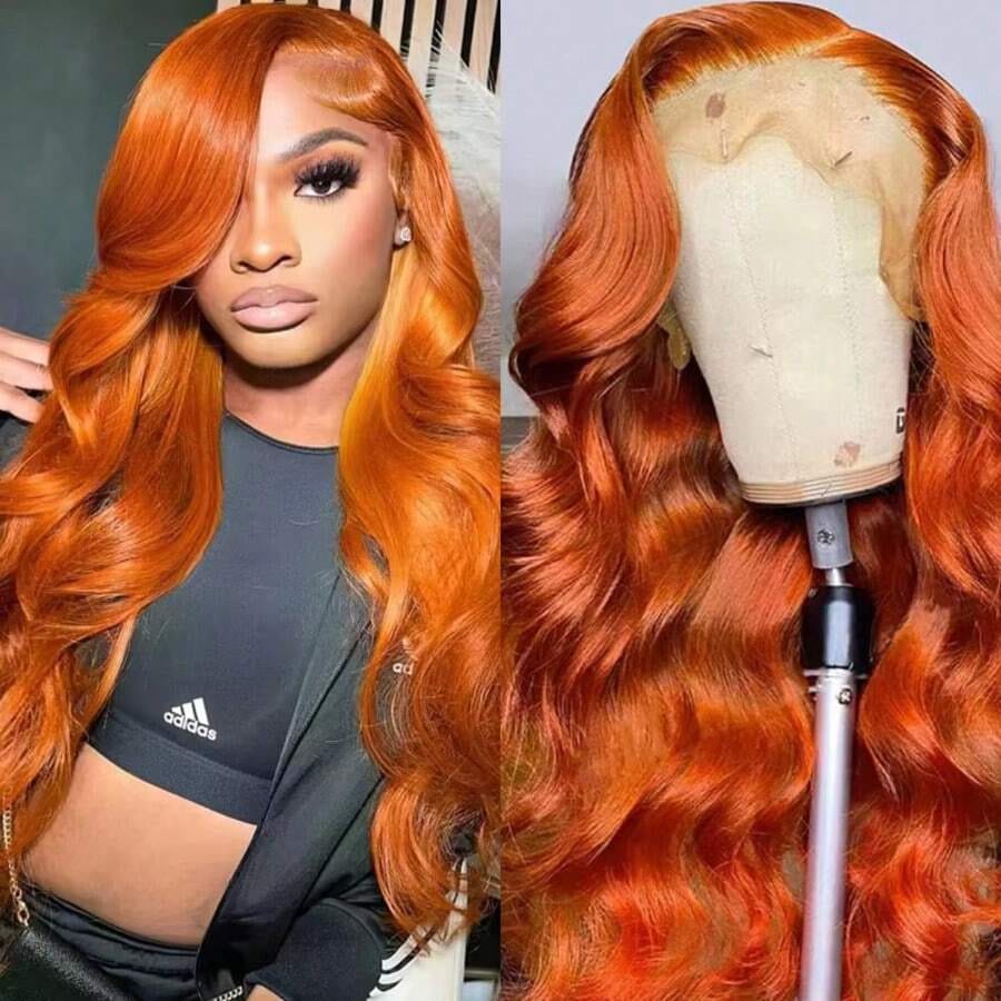 Ginger Orange 13X6 Hd Lace Fro - Hd Lace Frontal Wig Human Hair Pre Plucked 评论和价格