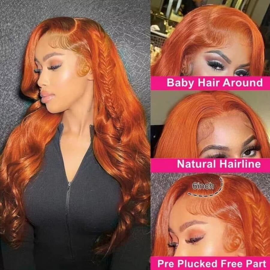 Ginger Orange 13X6 Hd Lace Fro - Hd Lace Frontal Wig Human Hair Pre Plucked 评论和价格